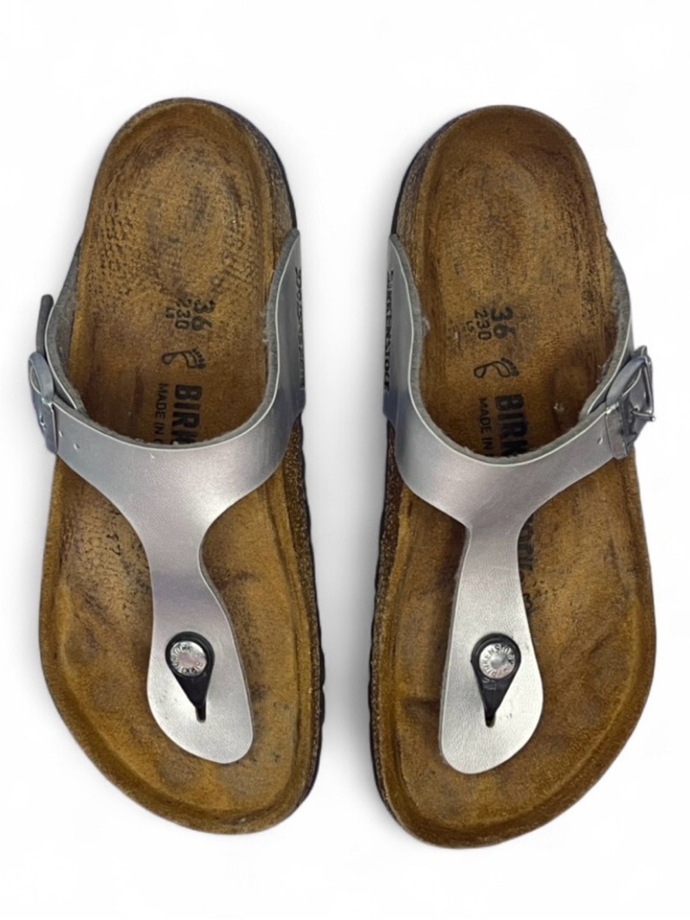 Birkenstock Gizeh Silver Metallic Thong Sandals Size 5 Ladies / Women’s EU 36